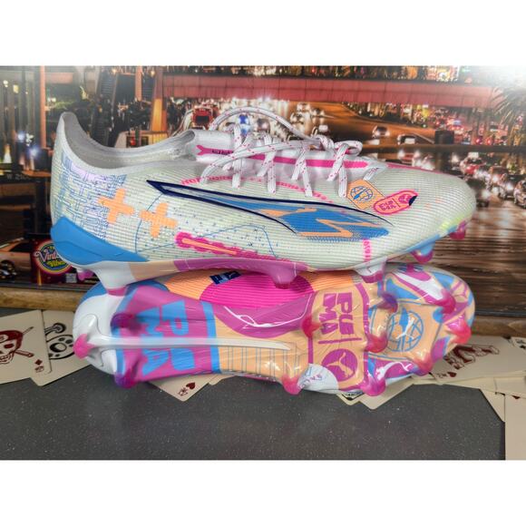 Puma Ultra Match FG/AG Soccer Cleats White Pink Blue 108063-01 Men’s 8.5 main image 6